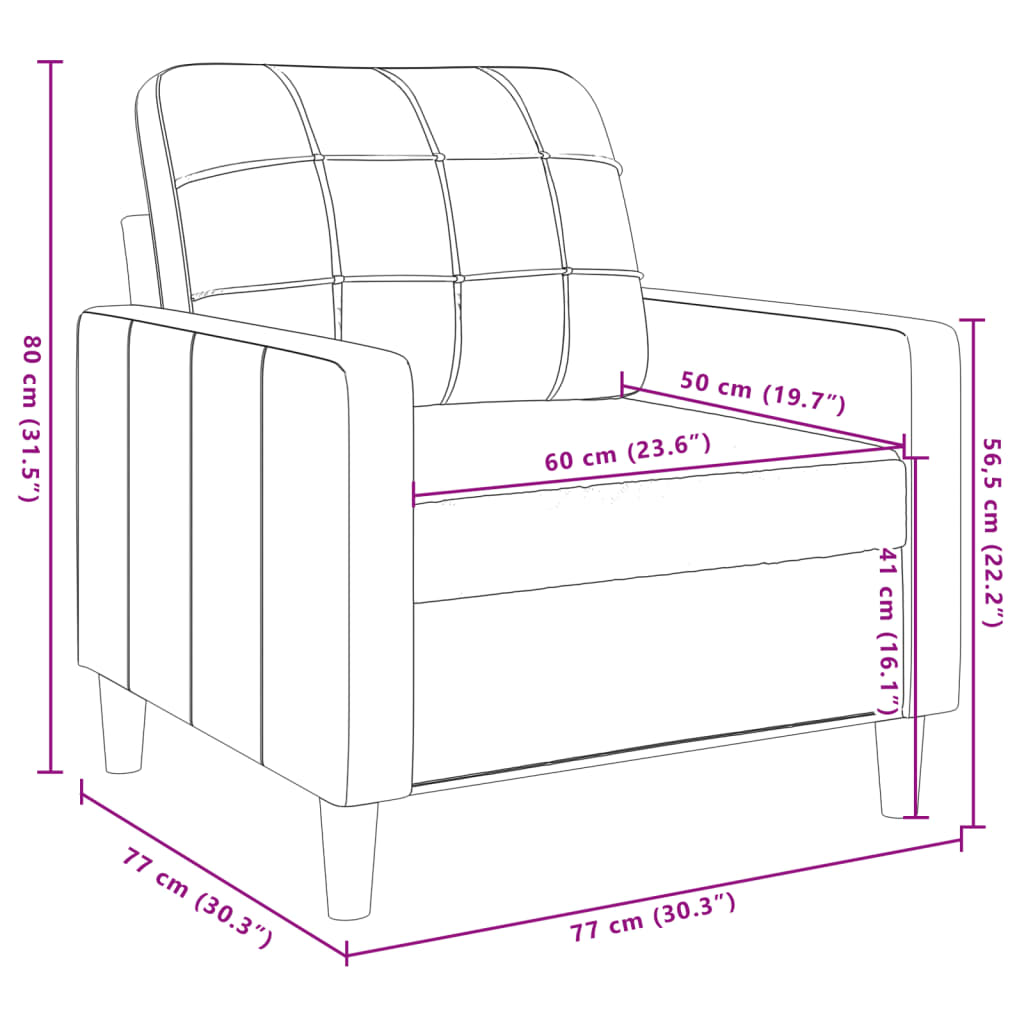 vidaXL Fauteuil Gris foncé 60 cm Velours