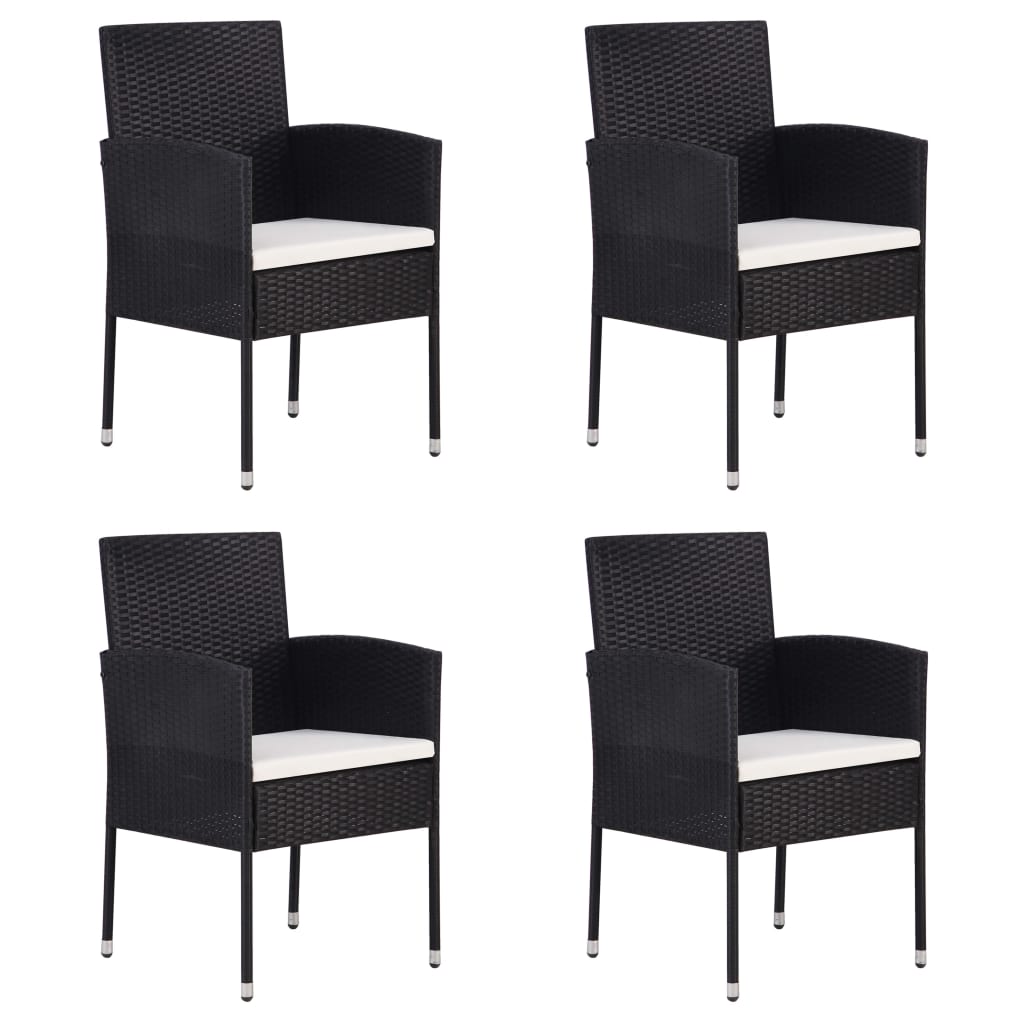 vidaXL Chaises de jardin lot de 4 Résine tressée Noir