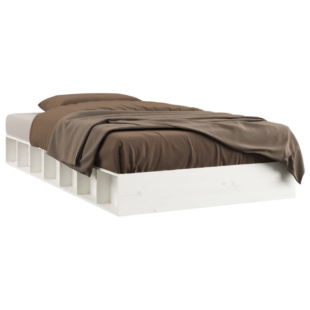 vidaXL Cadre de lit sans matelas blanc 135x190 cm bois massif