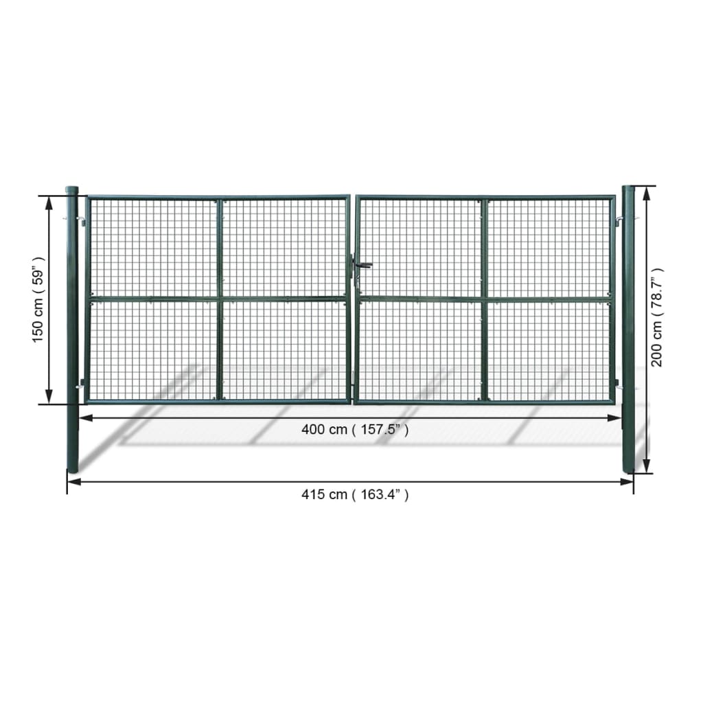vidaXL Portail de clôture de jardin 415x200 cm / 400x150 cm Acier Vert