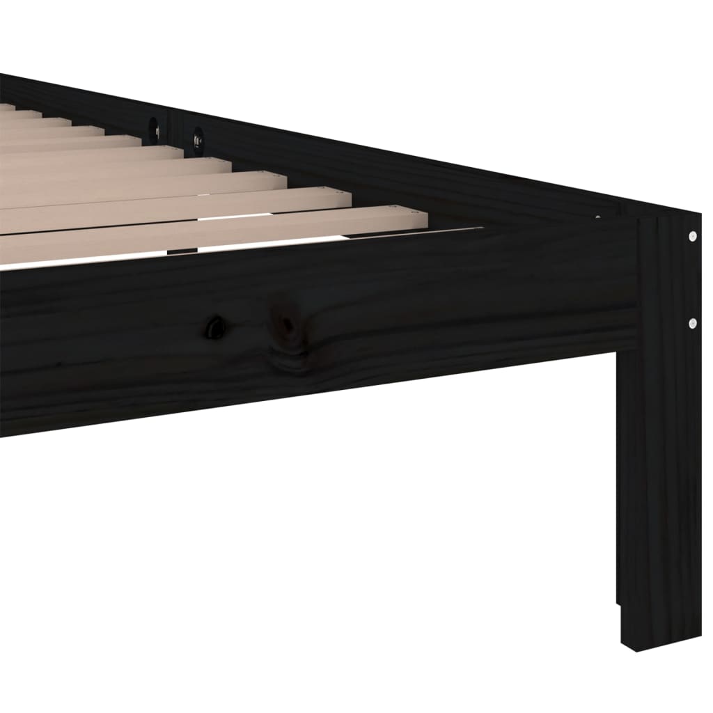 vidaXL Cadre de lit Noir Bois massif 90x190 cm Simple