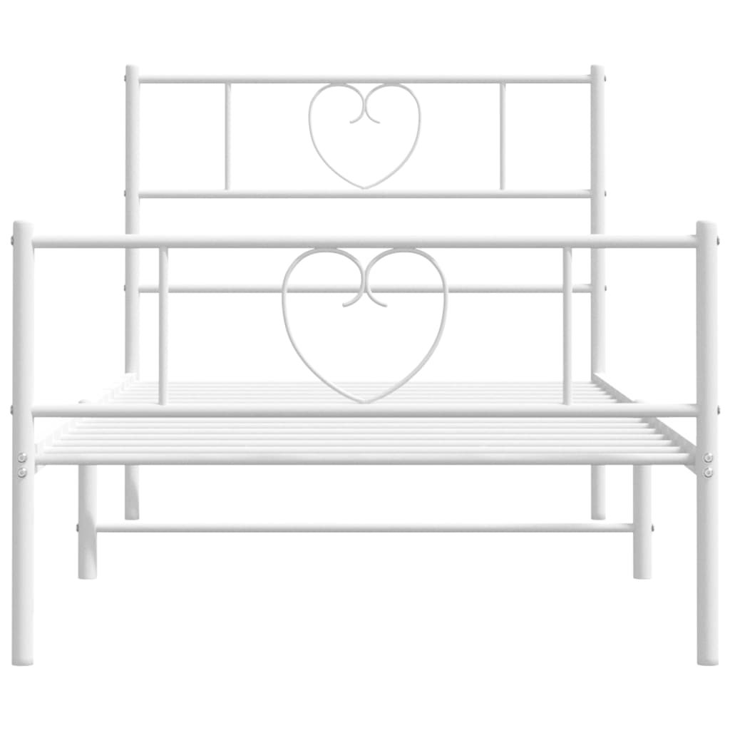 vidaXL Cadre de lit métal sans matelas et pied de lit blanc 100x190 cm