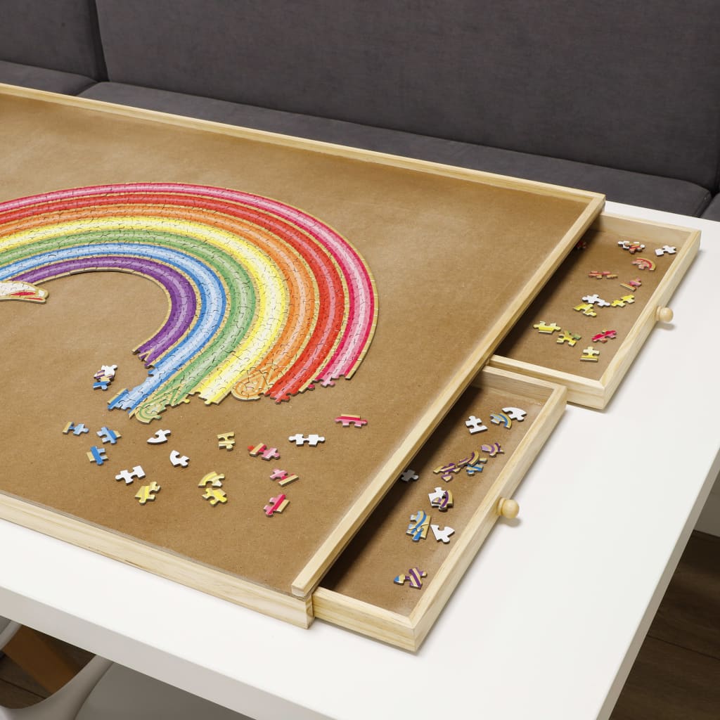 HI Table de puzzle avec 4 tiroirs 76x57x4,5 cm Bois