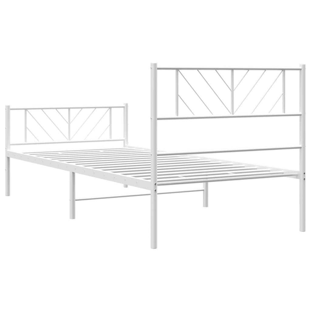 vidaXL Cadre de lit métal sans matelas et pied de lit blanc 100x200 cm