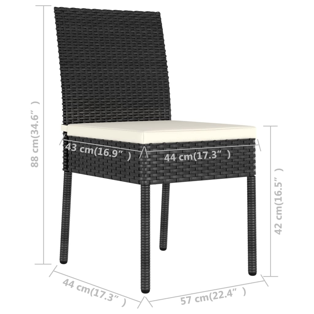 vidaXL Ensemble de salle à manger de jardin 3 pcs Résine tressée Noir