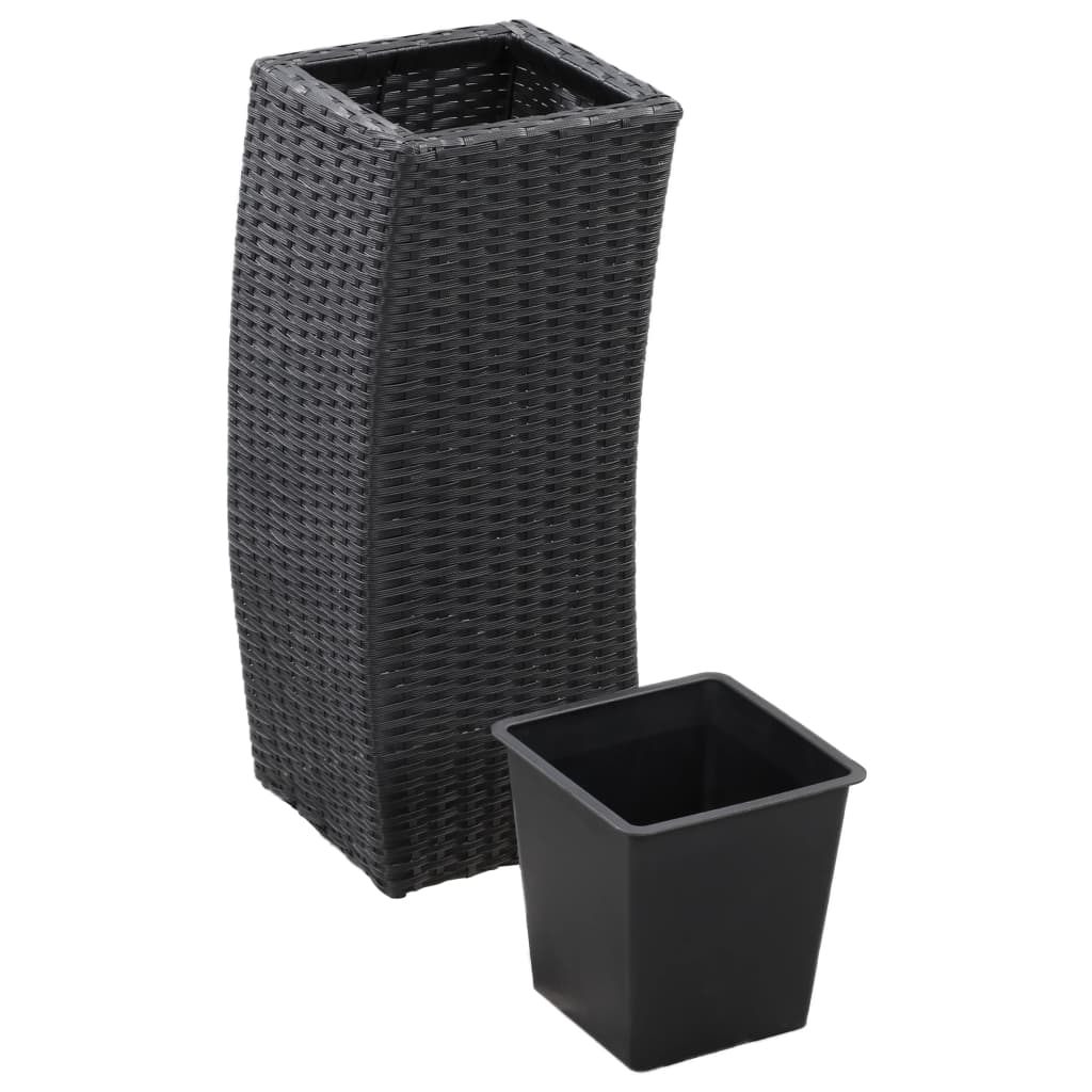 vidaXL Lits surélevés de jardin 3 pcs Résine tressée Noir