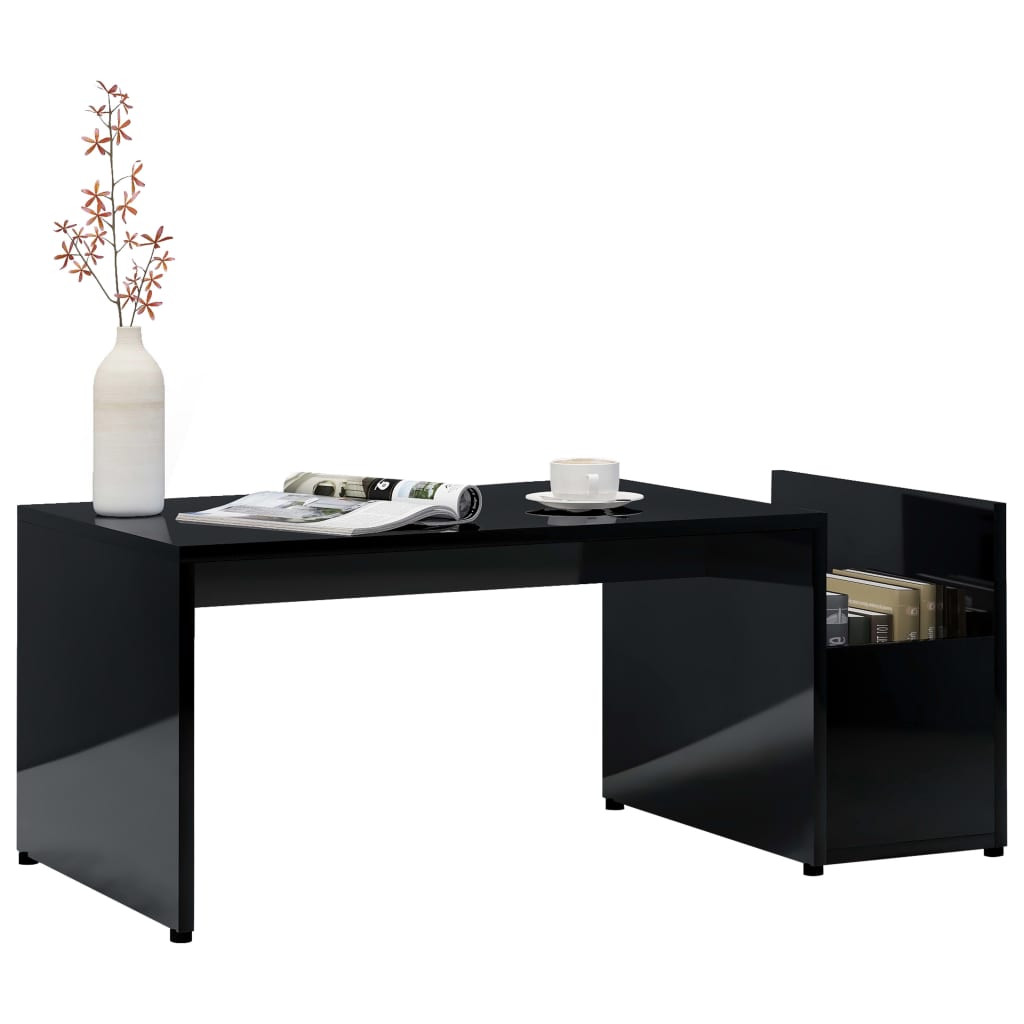 vidaXL Table basse Noir brillant 90x45x35 cm Aggloméré