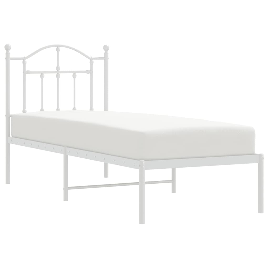 vidaXL Cadre de lit métal sans matelas avec tête de lit blanc 75x190cm