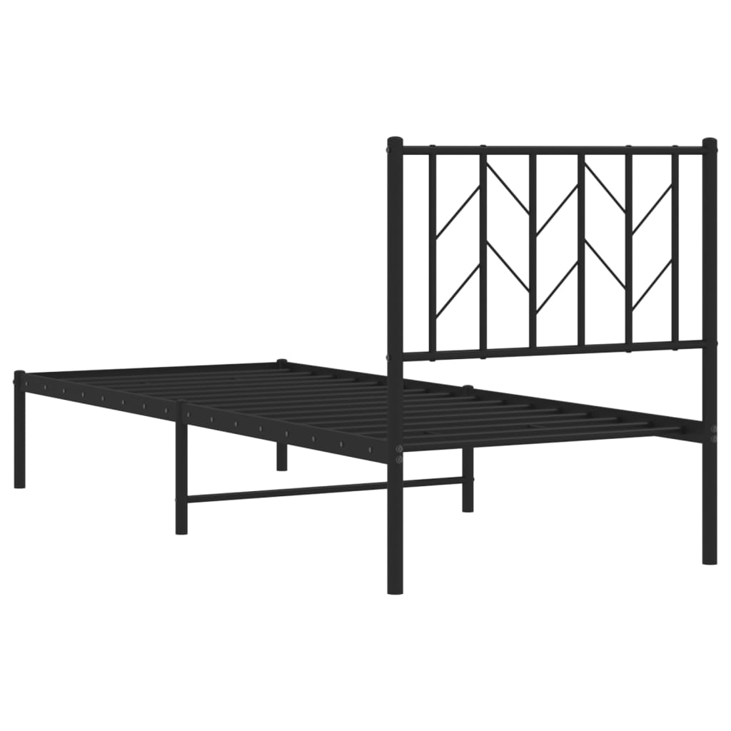 vidaXL Cadre de lit métal sans matelas avec tête de lit noir 75x190 cm