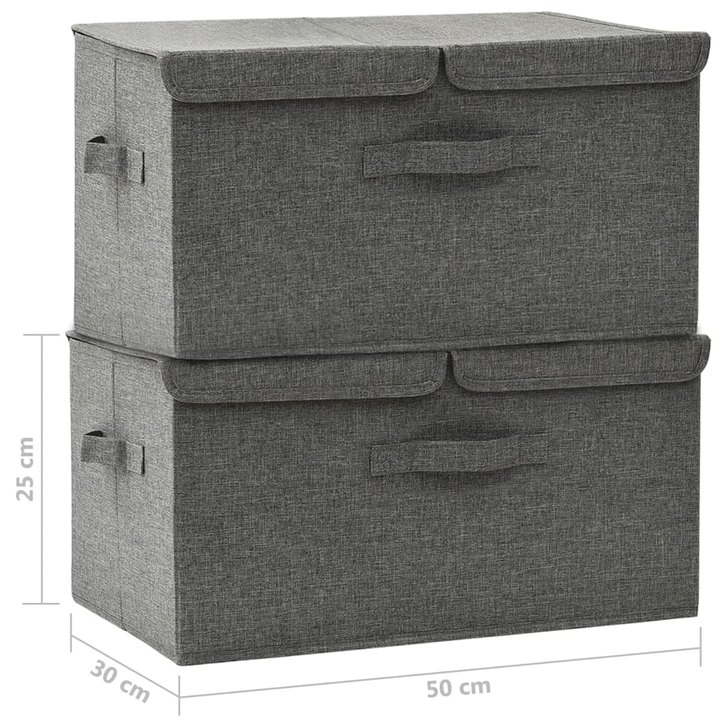 vidaXL Boîtes de rangement 2 pcs Tissu 50x30x25 cm Anthracite