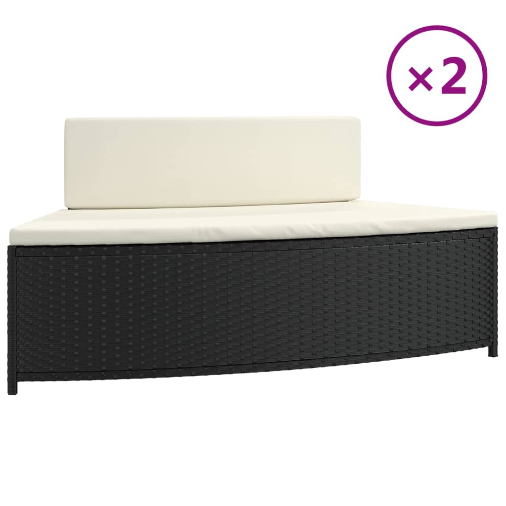 vidaXL Bancs de spa avec coussins lot de 2 noir résine tressée