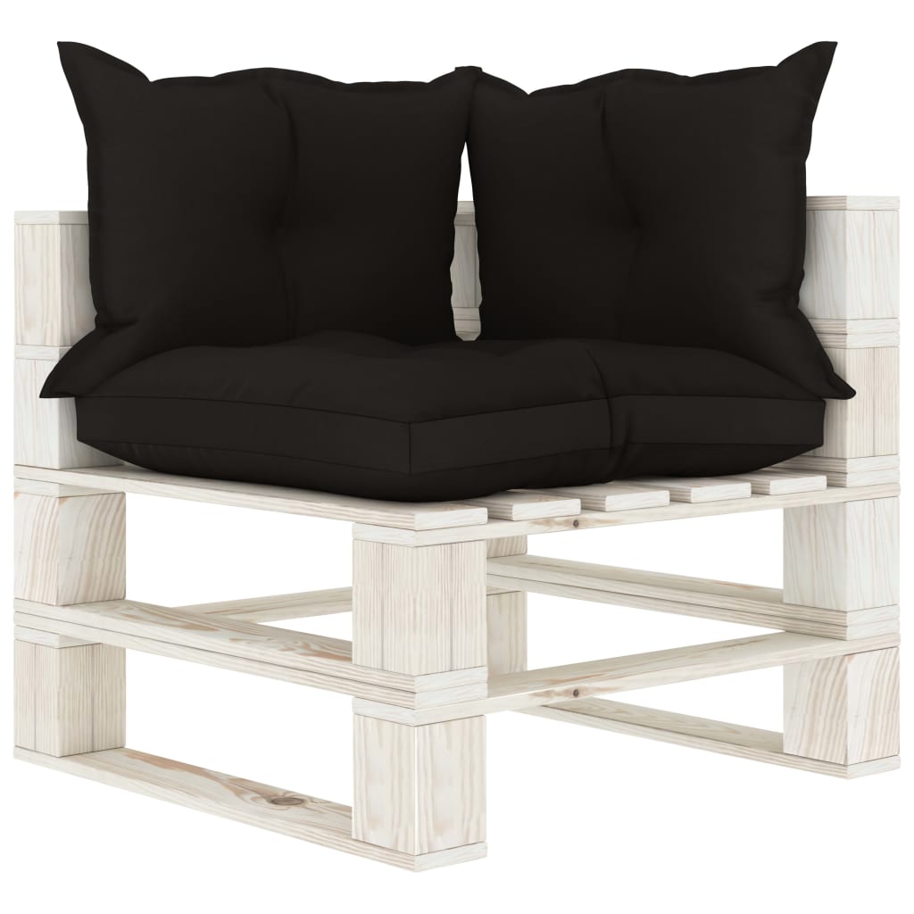 vidaXL Salon palette de jardin 4 pcs avec coussins noir bois