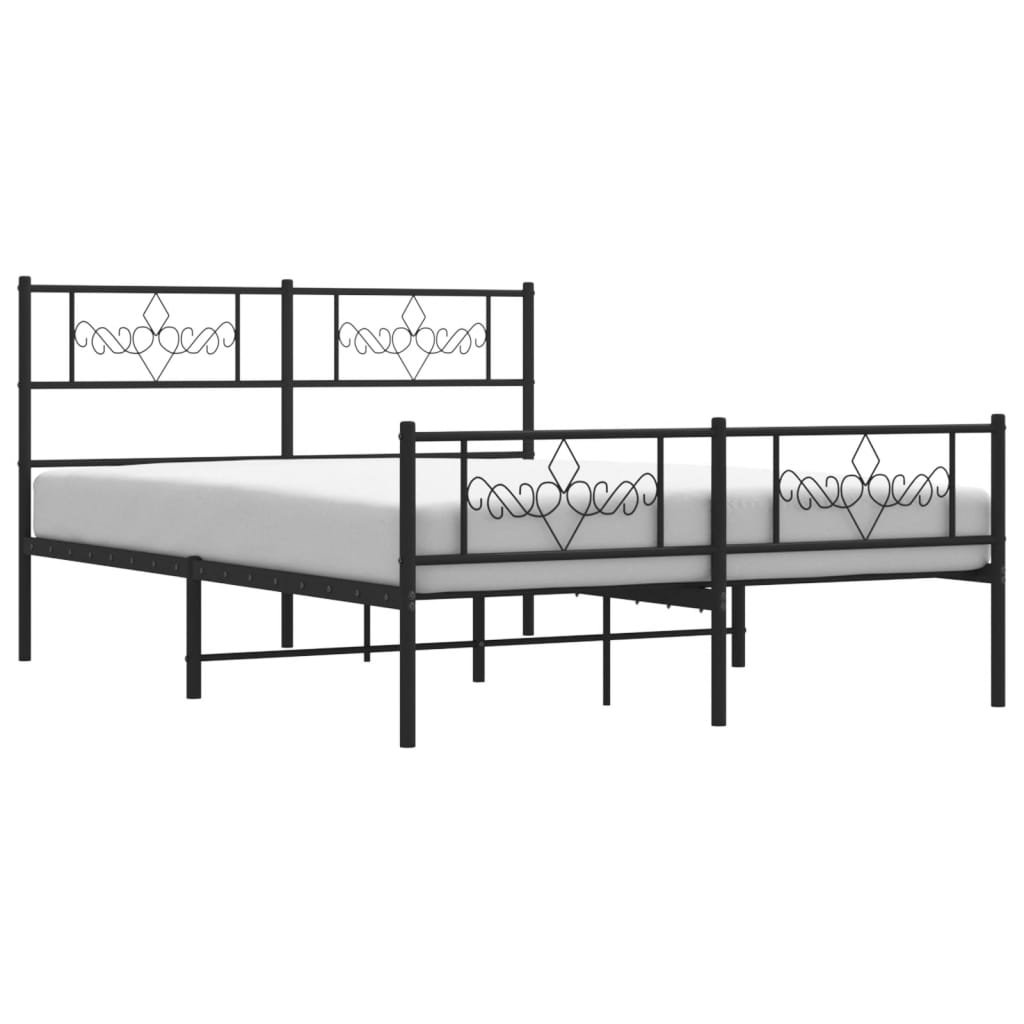 vidaXL Cadre de lit métal avec tête de lit/pied de lit noir 120x200 cm