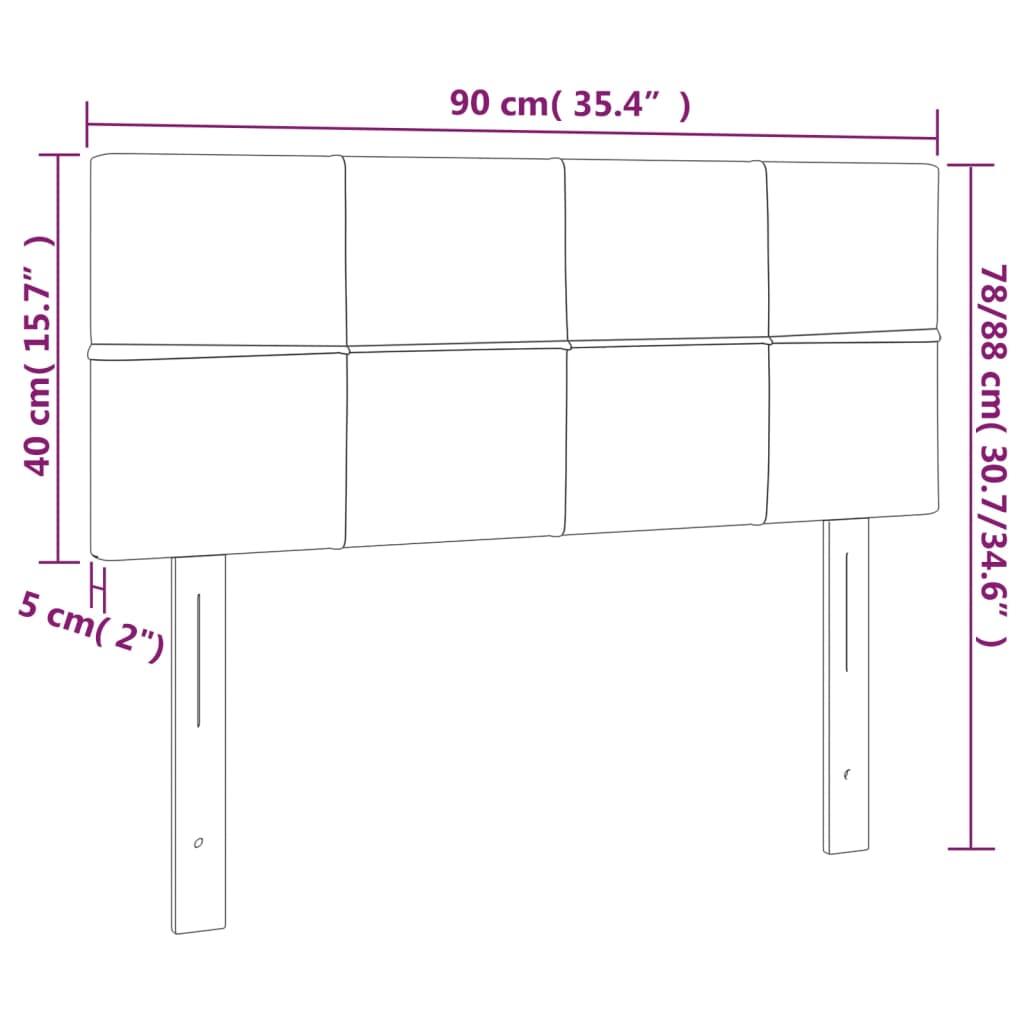 vidaXL Tête de lit à LED Marron Foncé 90x5x78/88 cm Tissu