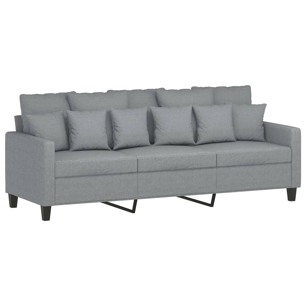 vidaXL Canapé à 3 places avec repose-pieds Gris clair 180 cm Tissu