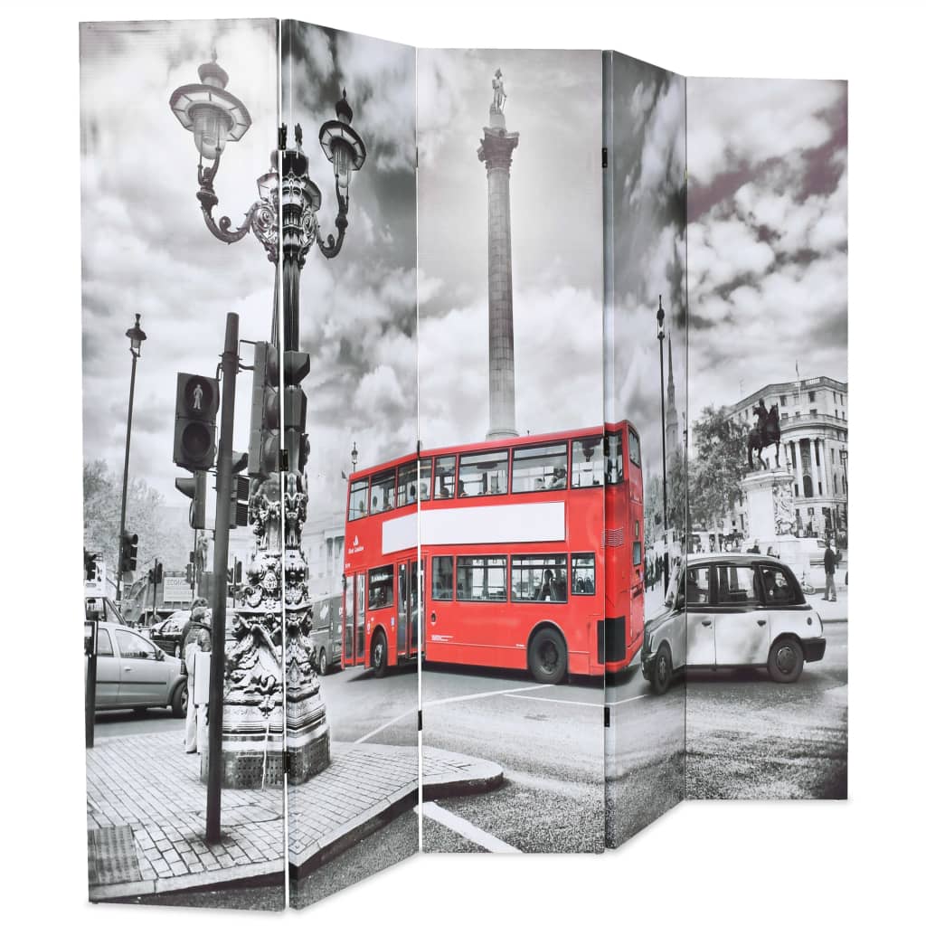 vidaXL Cloison de séparation 200 x 170 cm Bus londonien Noir et blanc