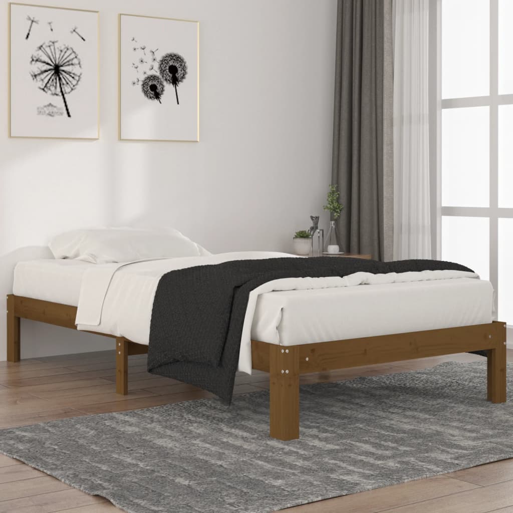 vidaXL Cadre de lit sans matelas marron miel pin massif 100x200 cm