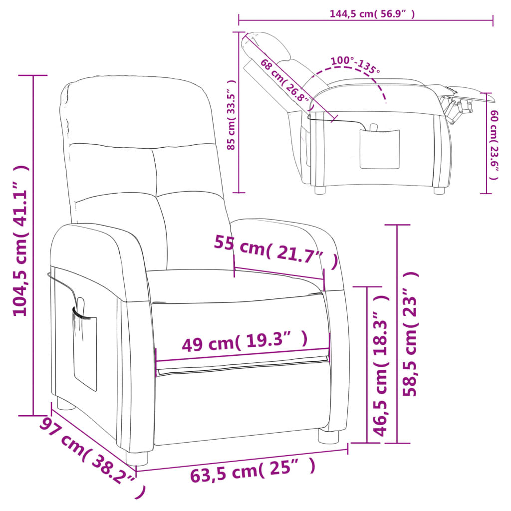 vidaXL Fauteuil de massage Gris foncé Tissu