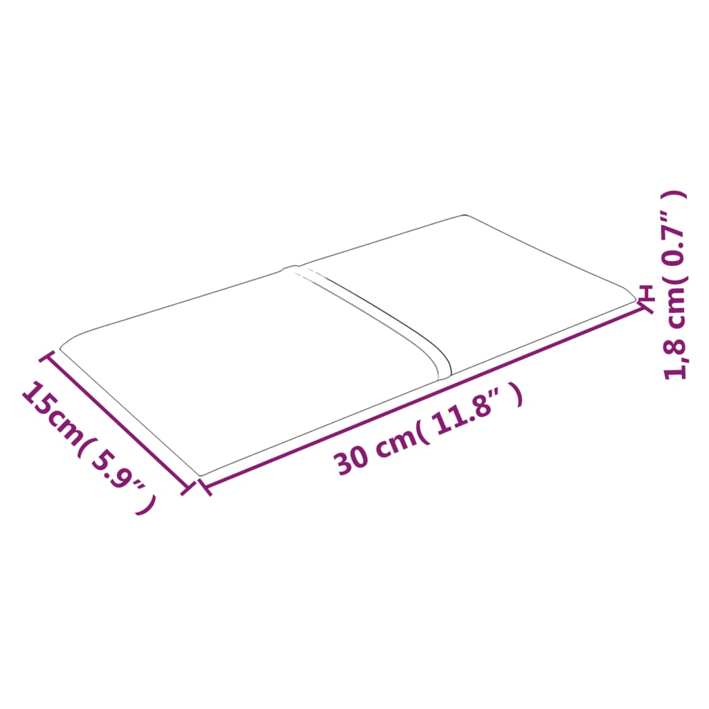 vidaXL Panneaux muraux 12 pcs Crème 30x15 cm Tissu 0,54 m²