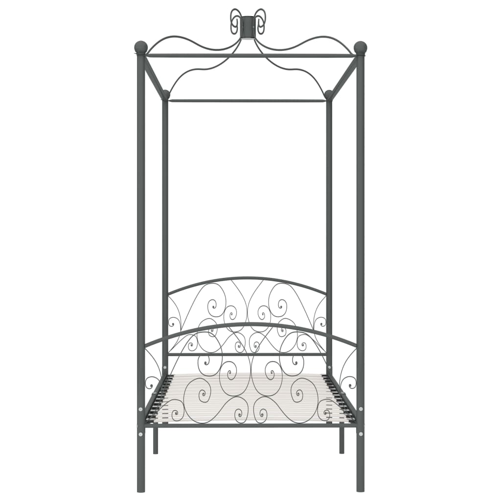 vidaXL Cadre de lit à baldaquin Gris Métal 90 x 200 cm