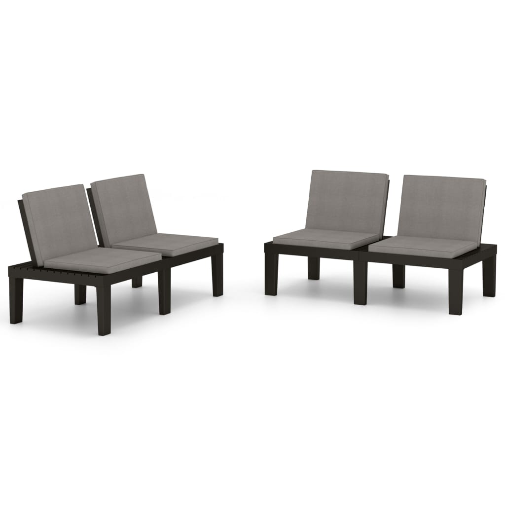 vidaXL Bancs de salon de jardin avec coussins lot de 2 Plastique Gris