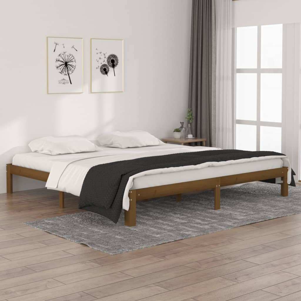 vidaXL Cadre de lit sans matelas marron miel bois pin massif 200x200cm