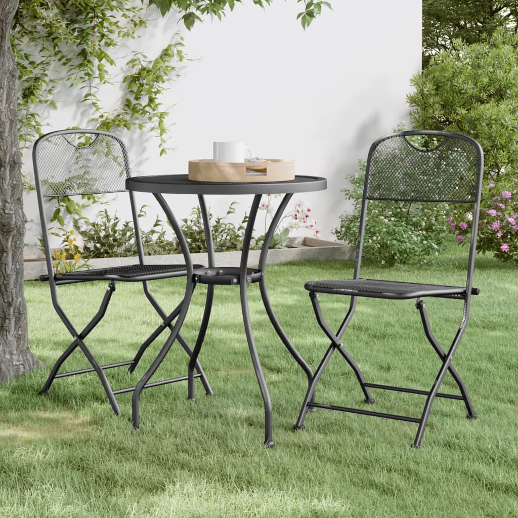 vidaXL Chaises pliables de jardin 2 pcs Maille métallique Anthracite