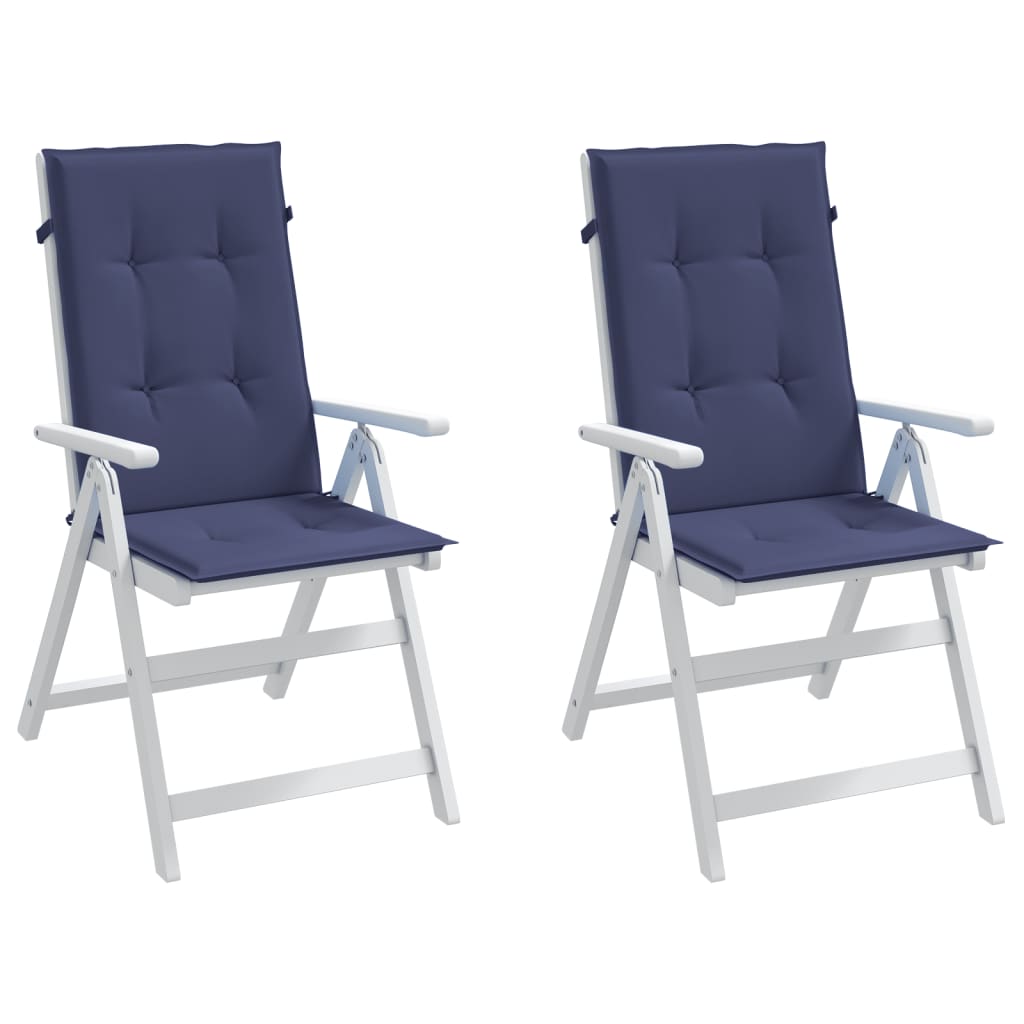 vidaXL Coussins de chaise à dossier haut lot de 2 bleu marine tissu