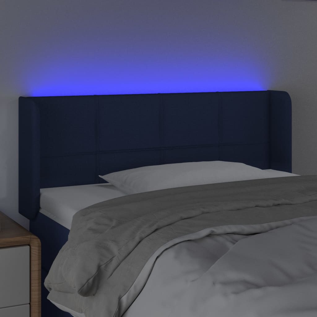 vidaXL Tête de lit à LED Bleu 103x16x78/88 cm Tissu