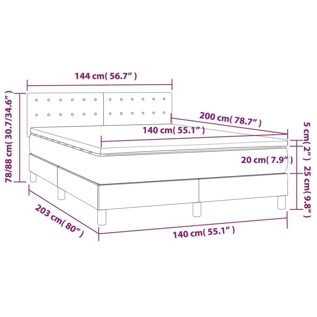 vidaXL Sommier à lattes de lit avec matelas Cappuccino 140x200 cm