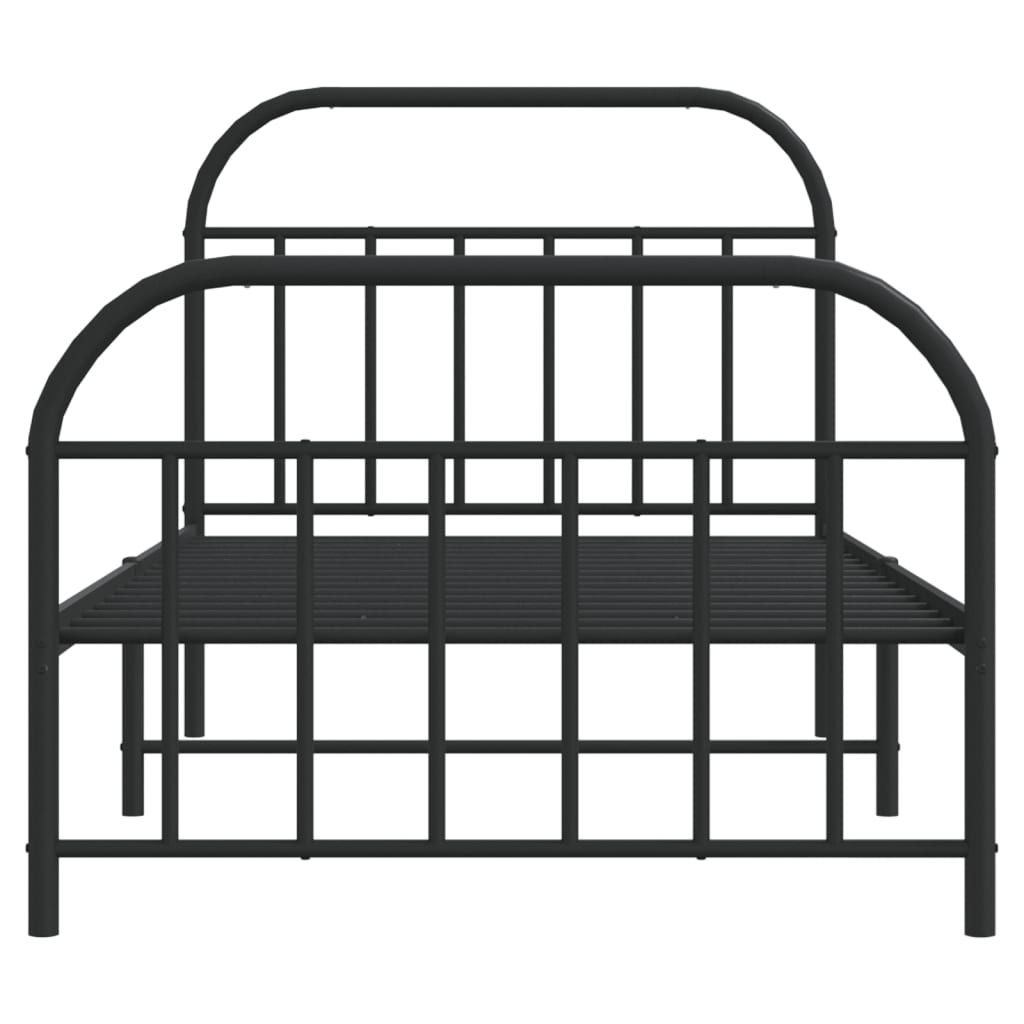 vidaXL Cadre de lit métal sans matelas avec pied de lit noir 100x190cm