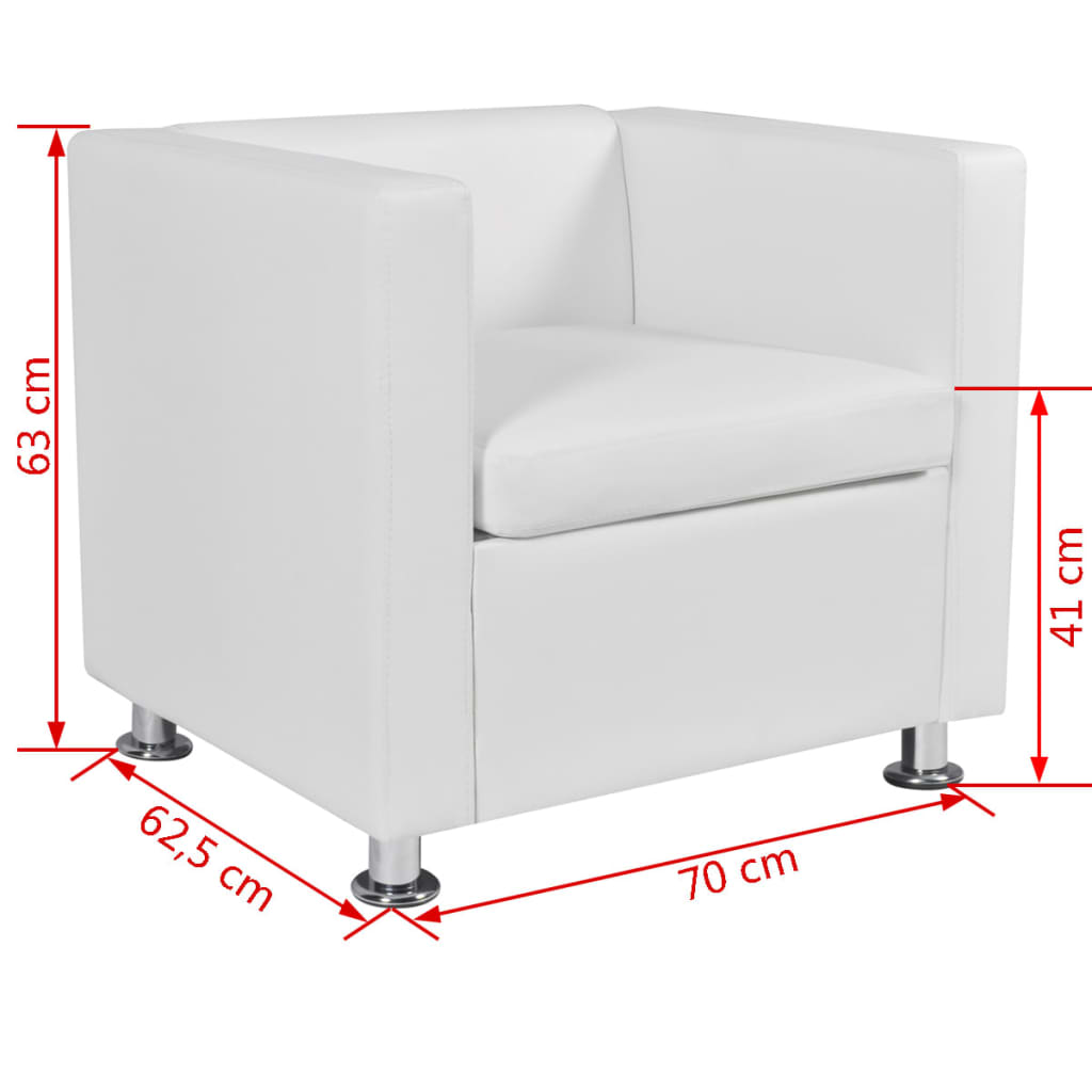 vidaXL Jeu de canapé à 2 places et à 3 places et fauteuil Blanc