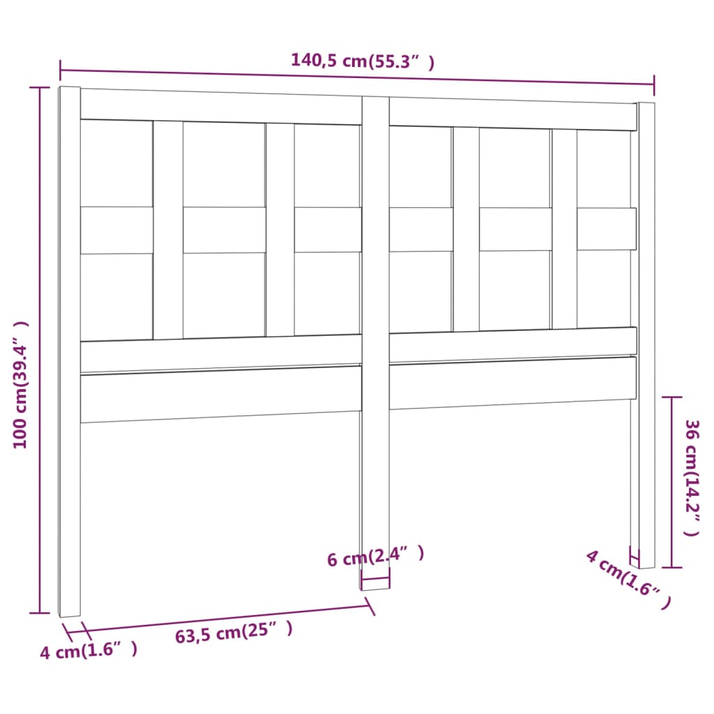 vidaXL Tête de lit Blanc 140,5x4x100 cm Bois massif de pin