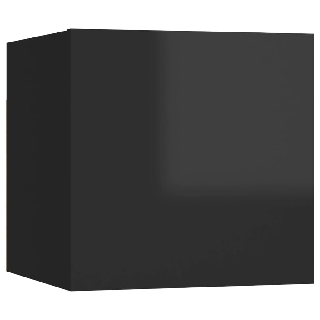 vidaXL Tables de chevet 2 pcs Noir brillant 30,5x30x30 cm Aggloméré