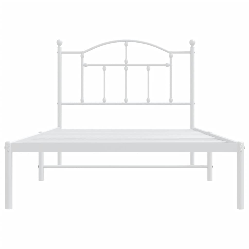 vidaXL Cadre de lit métal sans matelas et tête de lit blanc 100x190 cm