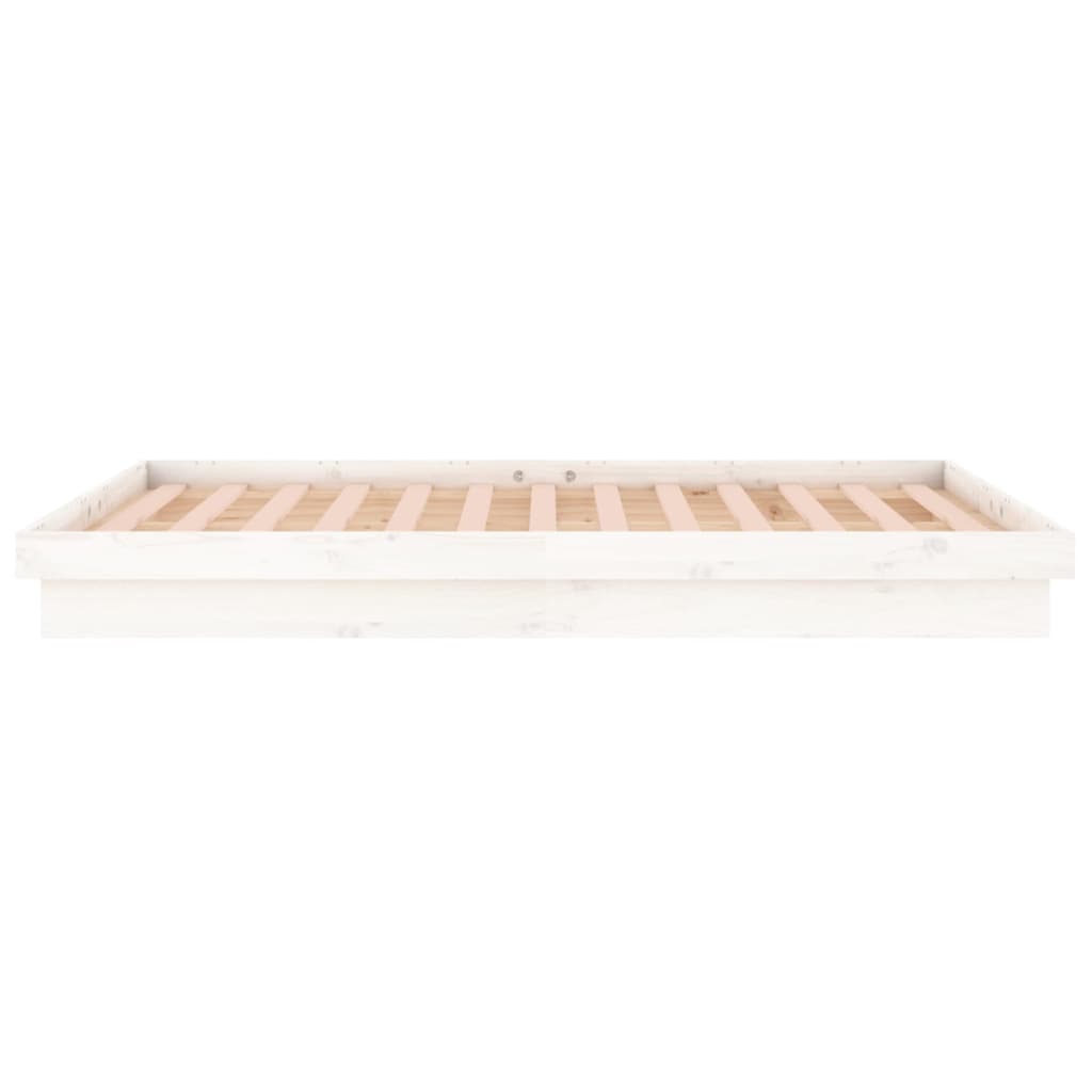 vidaXL Cadre de lit à LED blanc 120x190 cm petit double bois massif