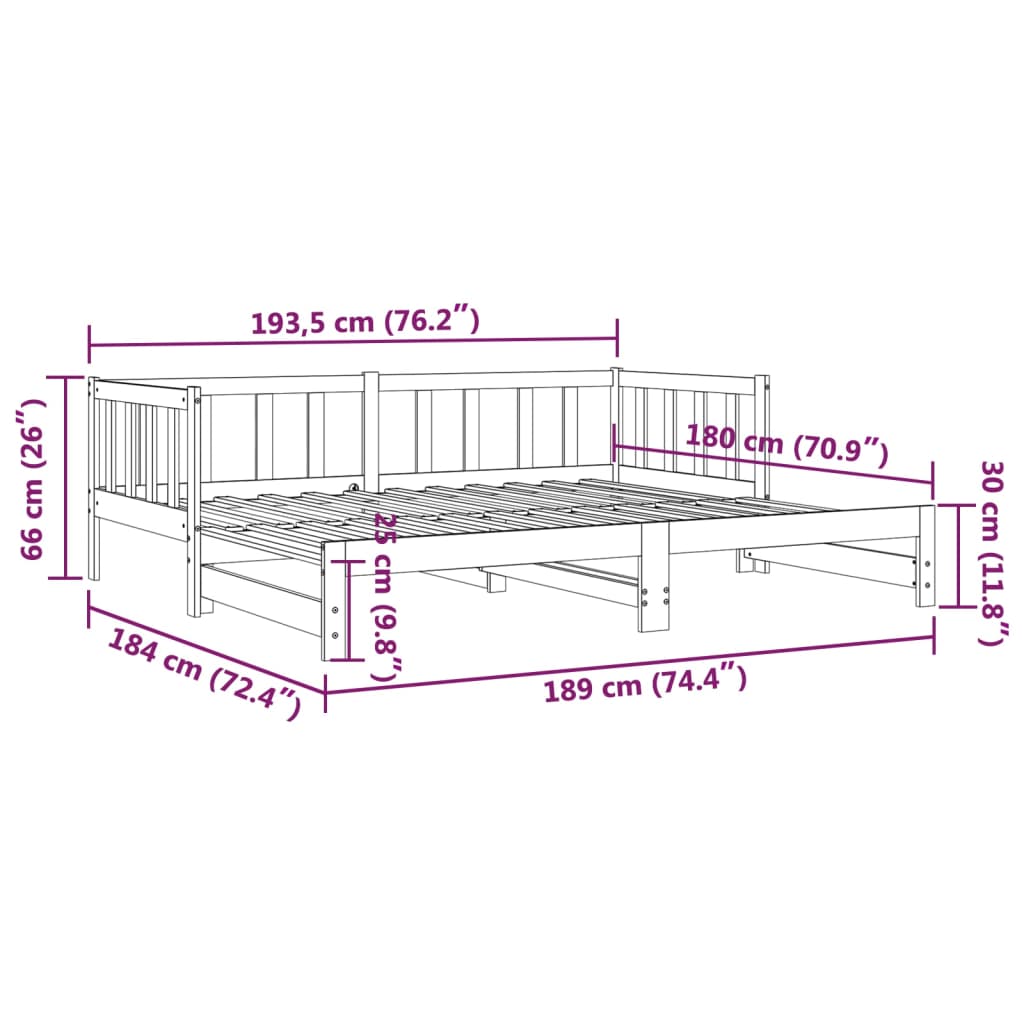 vidaXL Lit de jour avec lit gigogne 90x190 cm bois de pin massif