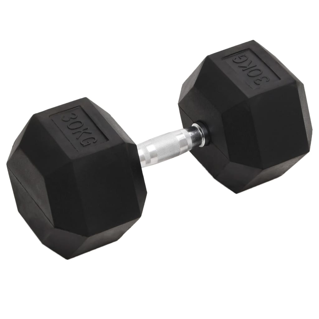 Haltère Hexagonale 30 Kg - Poids Musculation Revêtement Caoutchouc