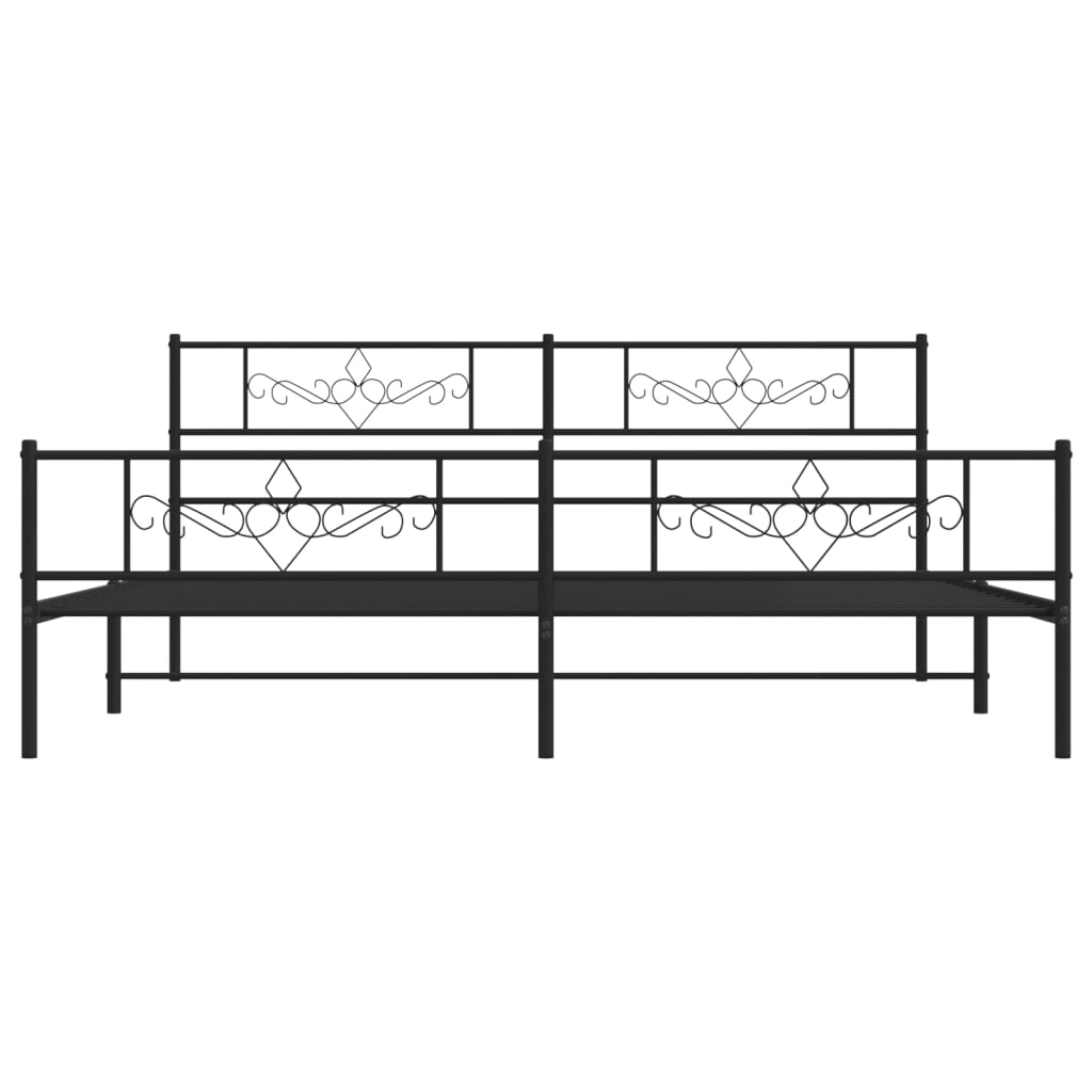 vidaXL Cadre de lit métal sans matelas avec pied de lit noir 183x213cm