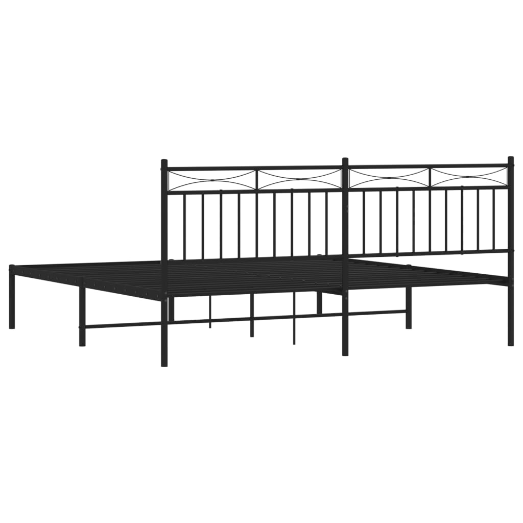 vidaXL Cadre de lit métal sans matelas avec tête de lit noir 183x213cm