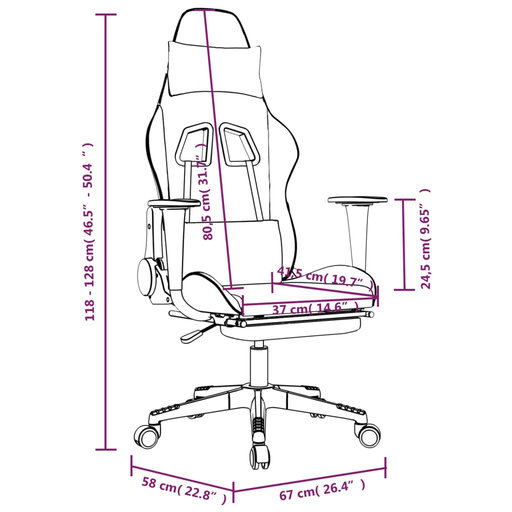 vidaXL Chaise de jeu de massage et repose-pied Noir doré Similicuir