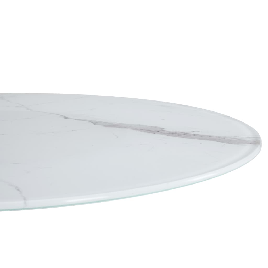 vidaXL Dessus de table blanc Ø80 cm verre et texture de marbre