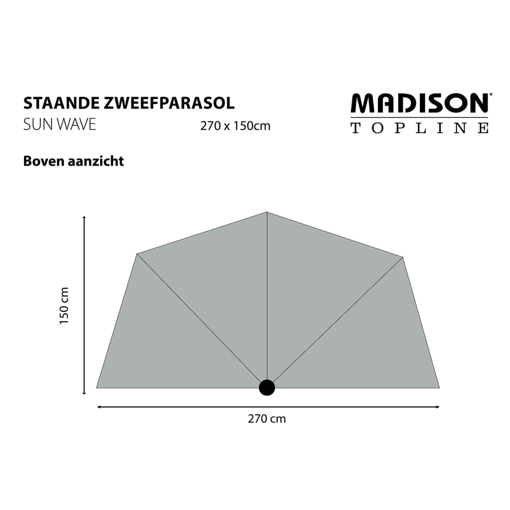 Madison Parasol de balcon Sun Wave 270 x 150 cm Écru PAC3P016