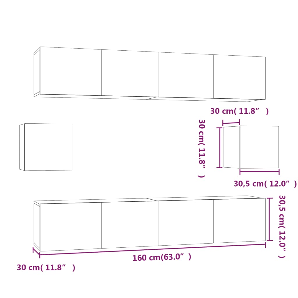 vidaXL Ensemble de meubles TV 6 pcs Chêne fumé Bois d'ingénierie