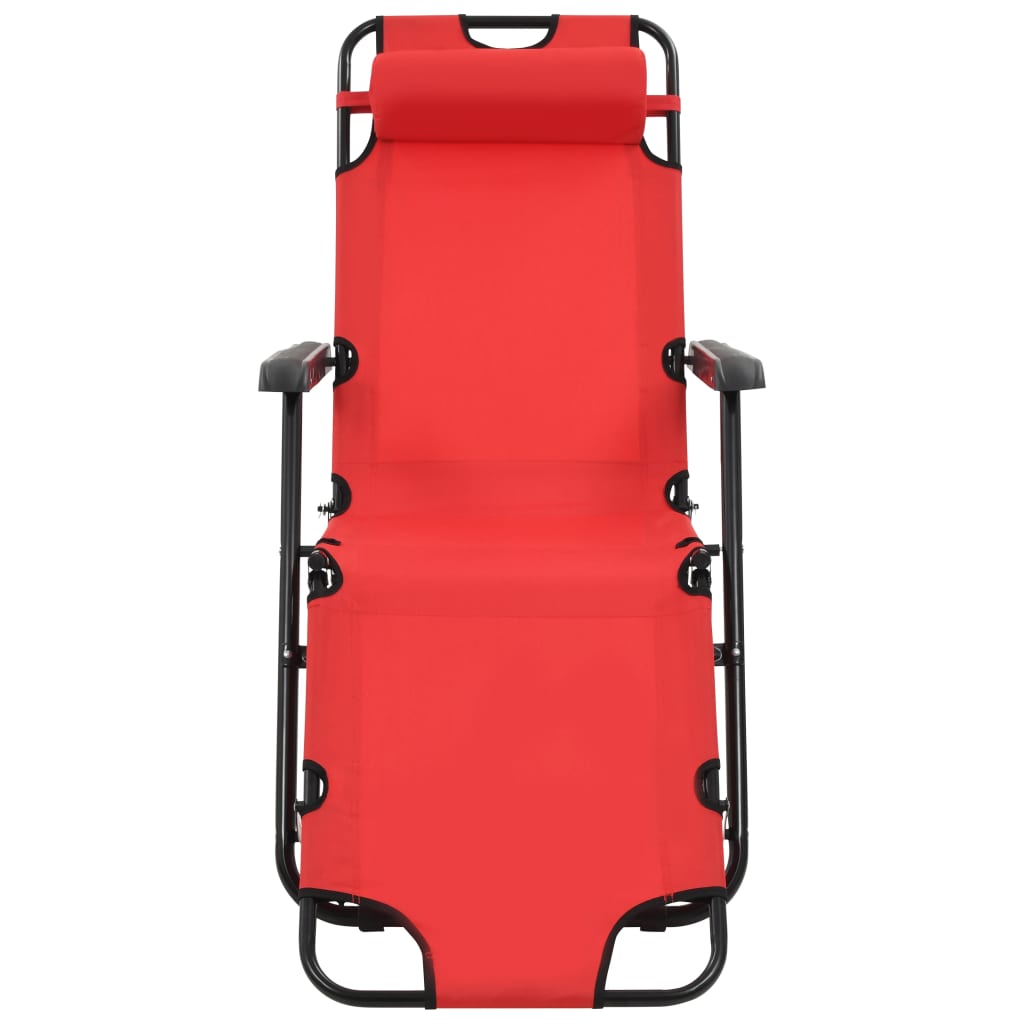 vidaXL Chaises longues pliables 2 pcs avec repose-pied Acier Rouge