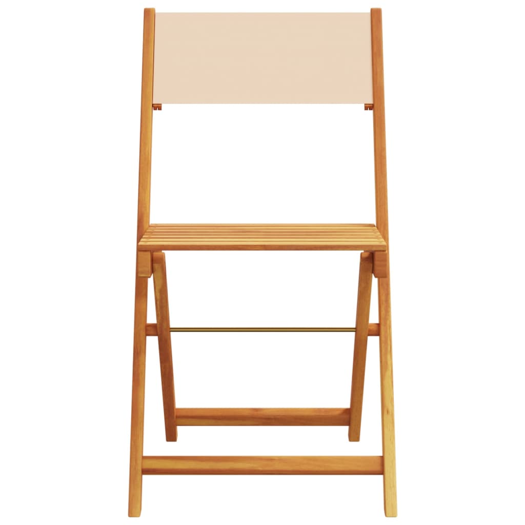 vidaXL Chaises de bistrot lot de 2 beige bois d'acacia massif et tissu