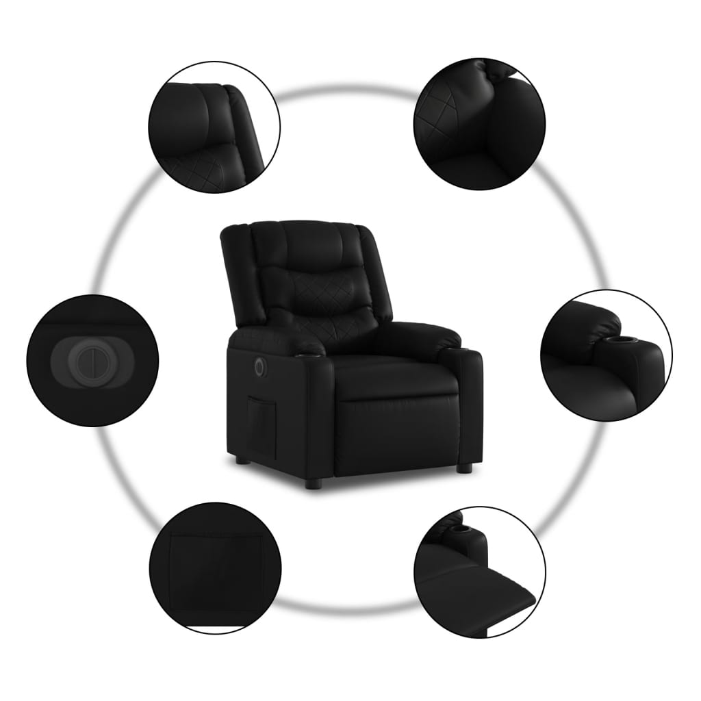 vidaXL Fauteuil inclinable électrique noir similicuir