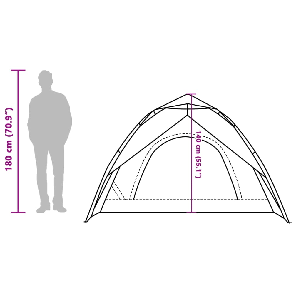 vidaXL Tente de camping à dôme 4 personnes vert libération rapide