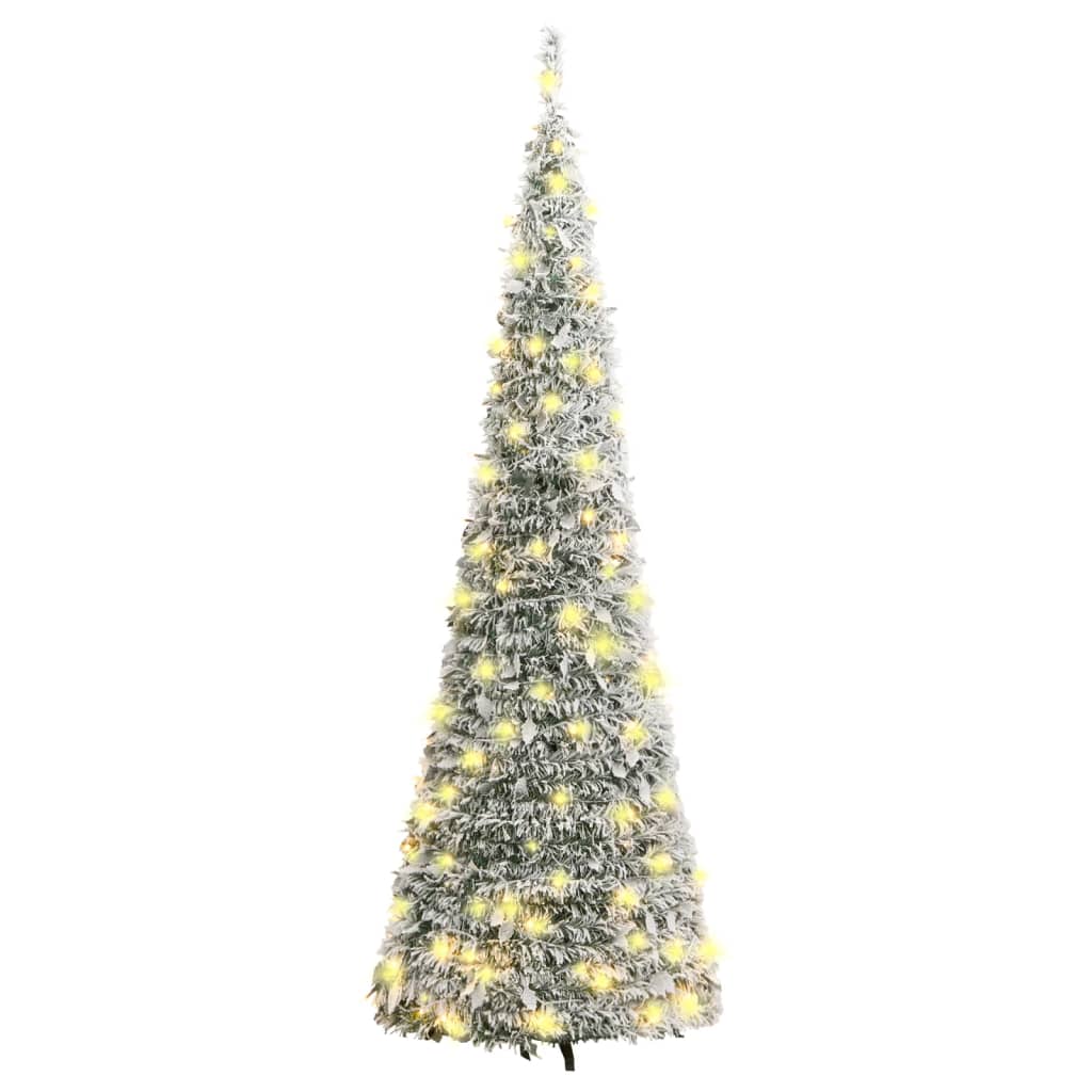 vidaXL Sapin de Noël artificiel escamotable avec neige floquée 200 LED