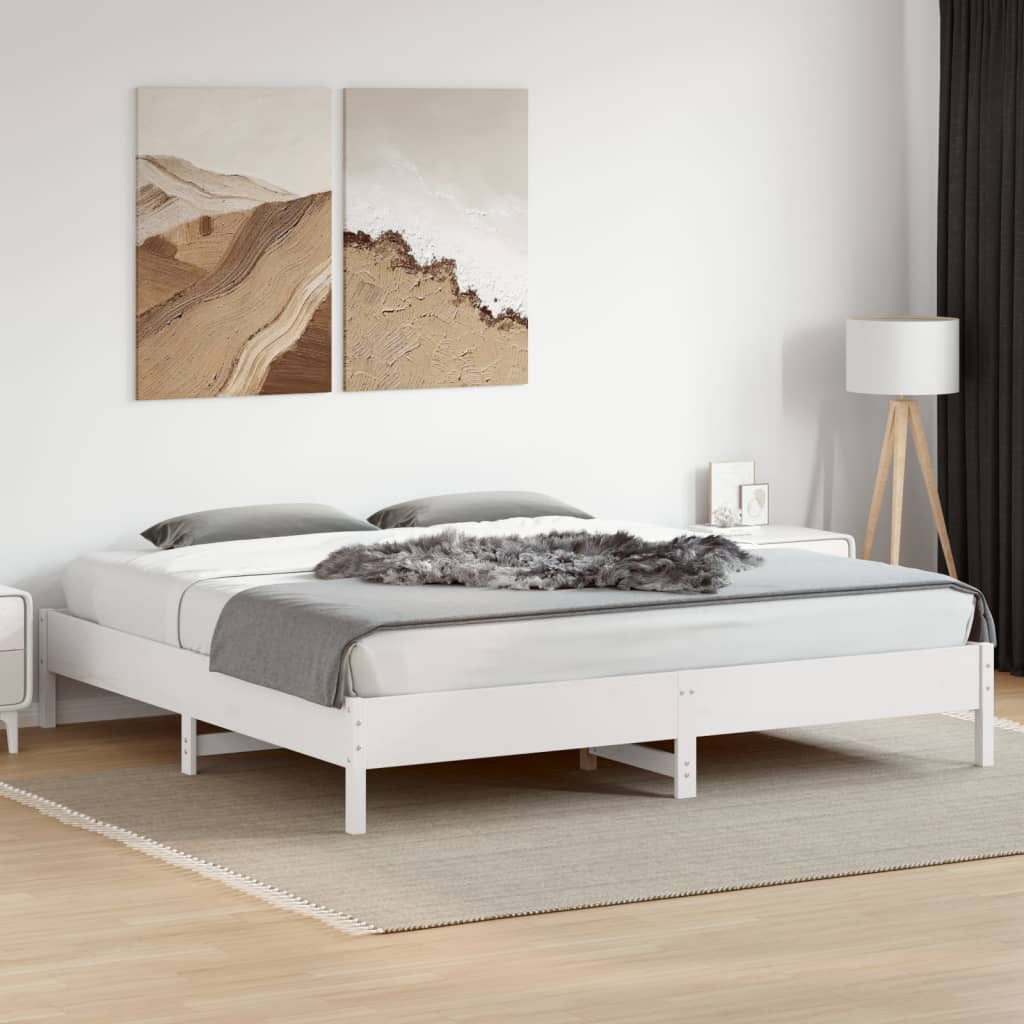 vidaXL Cadre de lit sans matelas blanc 200x200 cm bois massif de pin